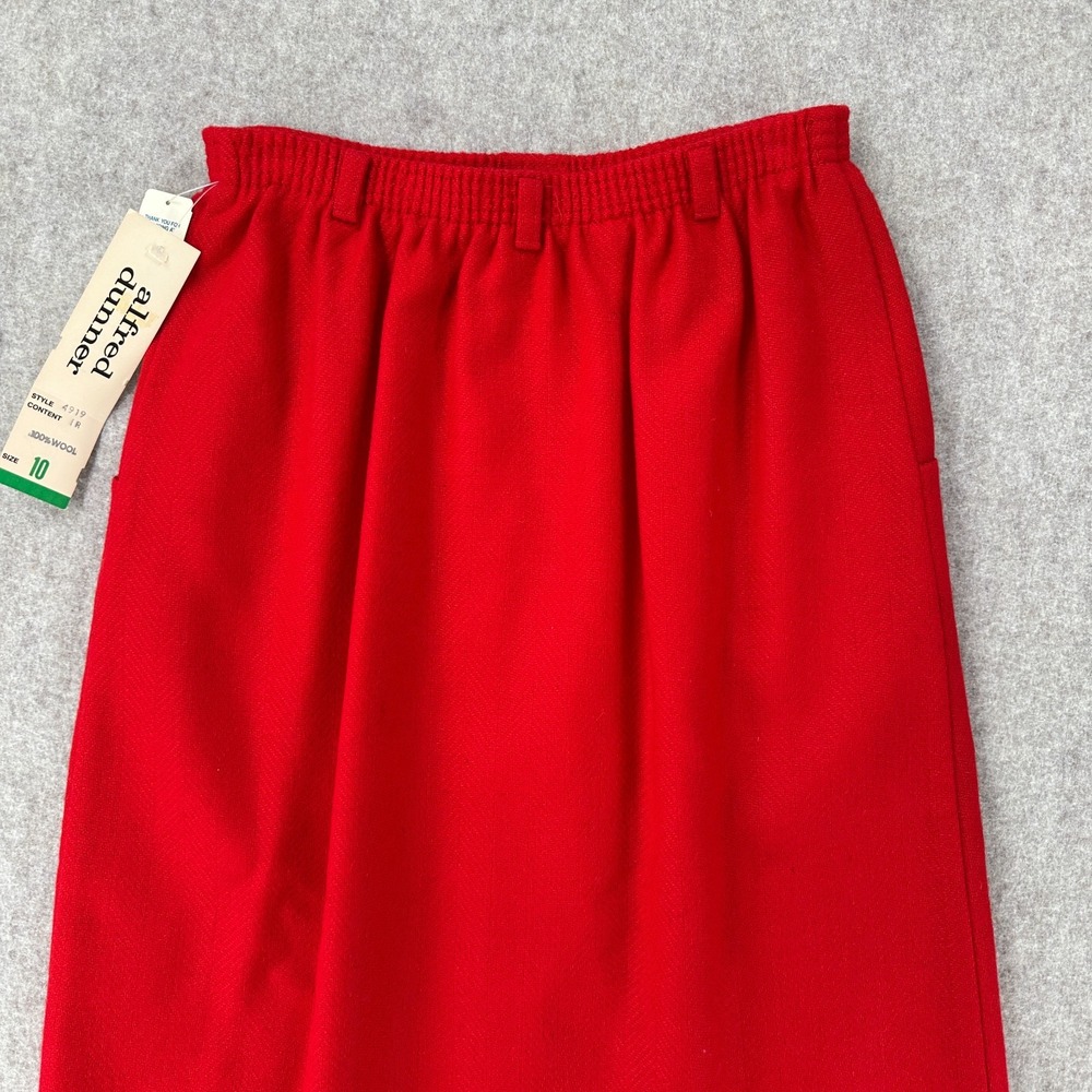 VTG Alfred Dunner Wool Skirt 10‎ With Pockets And Slit Red Fall Old money Retro - Picture 7 of 12